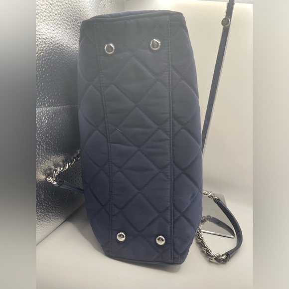 Prada Blue Quilted Shoulder Bag with Silver Chain - Picture 3 of 16